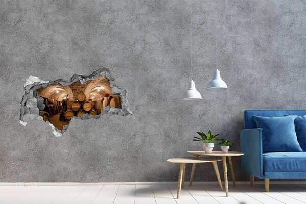 Autocolant gaură 3D Interiorul unei crame cu butoaie