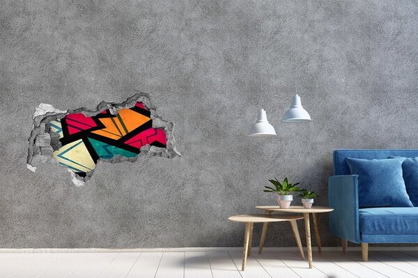 Autocolant un zid spart cu priveliște O pictură murală colorată într-o gaură din perete