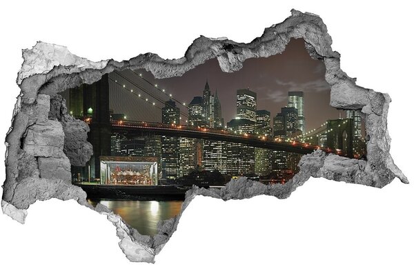 Autocolant un zid spart cu priveliște New York, pe timp de noapte