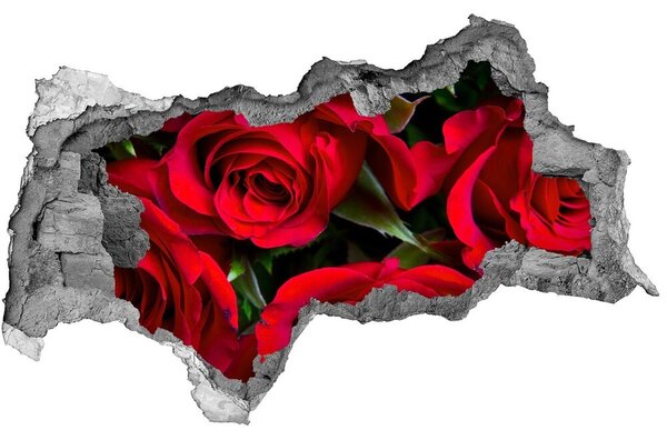 Autocolant un zid spart cu priveliște trandafiri rosii