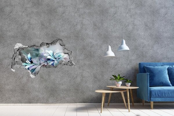 Fototapet 3D gaură în perete Iluzie florală în beton