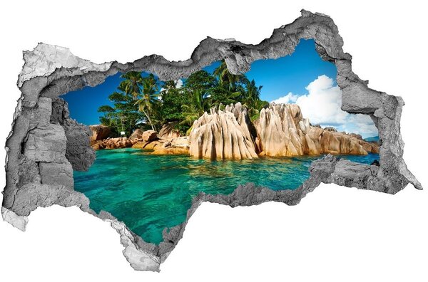 Autocolant gaură 3D O oază tropicală printre stânci