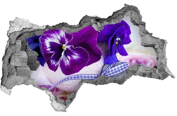 Autocolant un zid spart cu priveliște panseluțe violet
