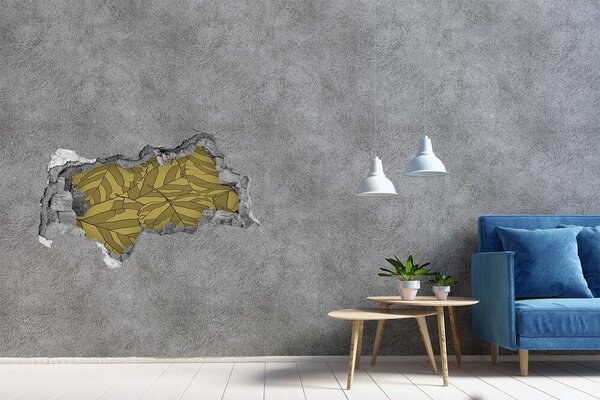 Autocolant gaură 3D Frunze în beton