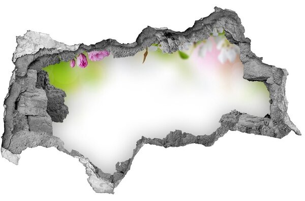 Autocolant 3D gaura cu priveliște Flori de primăvară