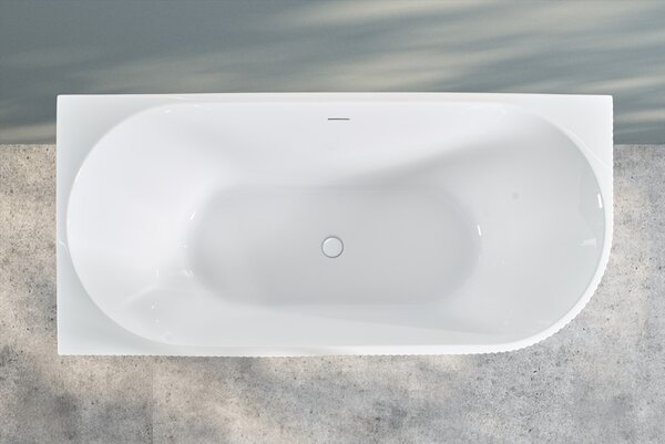 Erga Marina, cadă de baie independentă de colț 140x70 cm + dop de scurgere, stânga, alb lucios, ERG-MARINA-140070L-WH-WH