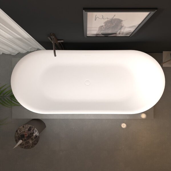 Erga Lina, cadă de baie independentă 150x73 cm + dop de scurgere, alb lucios, ERG-LINA-150073-WH-WH