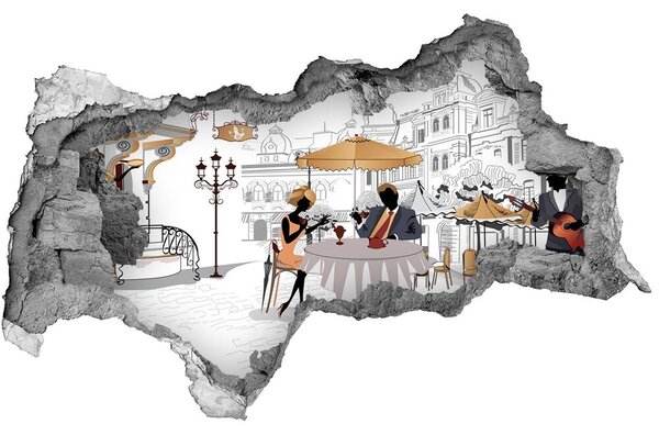 Fototapet 3D gaură în perete Cafenea în stil european