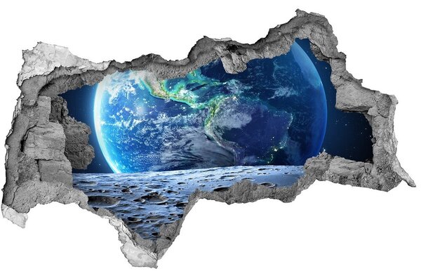 Autocolant gaură 3D Vedere cosmică dintr-o gaură în perete