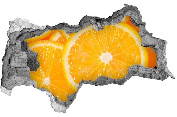 Fototapet un zid spart cu priveliște felii de portocale