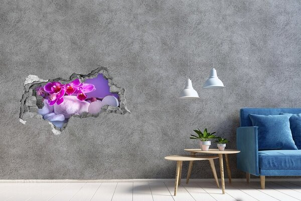 Autocolant 3D gaura cu priveliște Paradisul florilor cu pietre