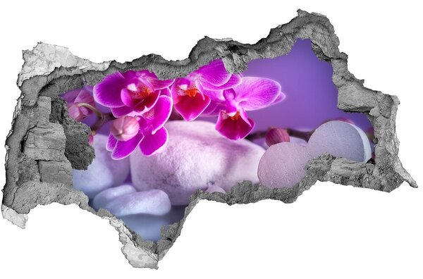 Autocolant 3D gaura cu priveliște Orhideea și inima