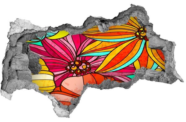 Autocolant un zid spart cu priveliște O explozie florală de culoare