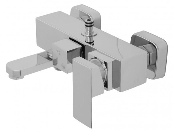 Erga Cube, baterie de duș cu gură de duș pentru cadă și conexiune superioară pentru coloana de duș, 150 mm, cromat, ERG-YKA-BW.CB-CHR