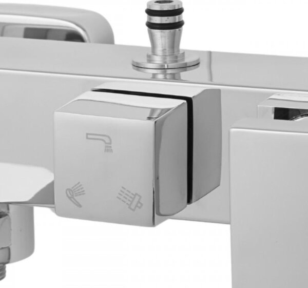 Erga Cube, baterie de duș cu gură de duș pentru cadă și conexiune superioară pentru coloana de duș, 150 mm, cromat, ERG-YKA-BW.CB-CHR