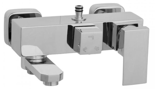 Erga Cube, baterie de duș cu gură de duș pentru cadă și conexiune superioară pentru coloana de duș, 150 mm, cromat, ERG-YKA-BW.CB-CHR