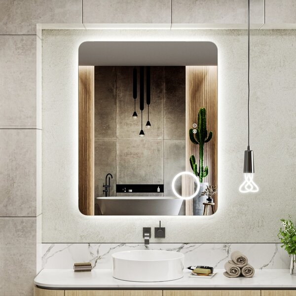 Erga Myra, oglindă LED 100x80 cm cu oglindă cosmetică, mărire 3x, 4114 lm, 3 culori de lumină, iluminare din spate, ERG-V01-MYRA-1080-00