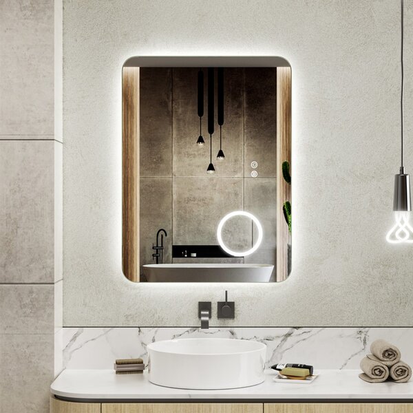 Erga Myra, oglindă LED 80x60 cm cu oglindă cosmetică, mărire 3x, 3146 lm, 3 culori de lumină, iluminare din spate, ERG-V01-MYRA-8060-00