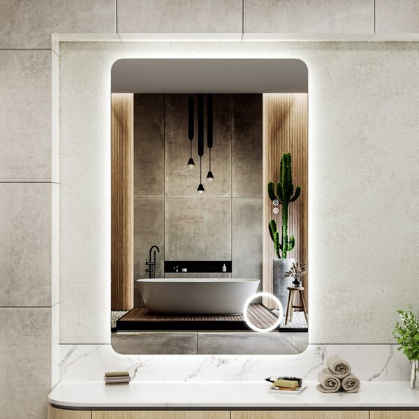 Erga Myra, oglindă LED 120x80 cm cu oglindă cosmetică, mărire 3x, 4598 lm, 3 culori de lumină, iluminare din spate, ERG-V01-MYRA-1280-00