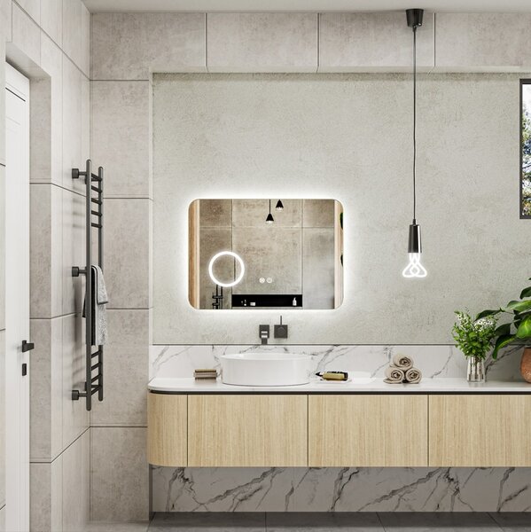 Erga Myra, oglindă LED 70x50 cm cu oglindă cosmetică, mărire 3x, 2662 lm, 3 culori de lumină, iluminare din spate, ERG-V01-MYRA-7050-00