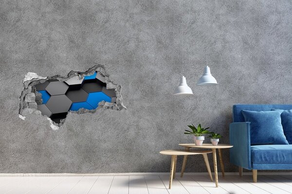Autocolant gaură 3D Hexagonuri moderne în perete