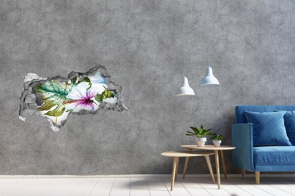 Autocolant 3D gaura cu priveliște Oază florală în beton