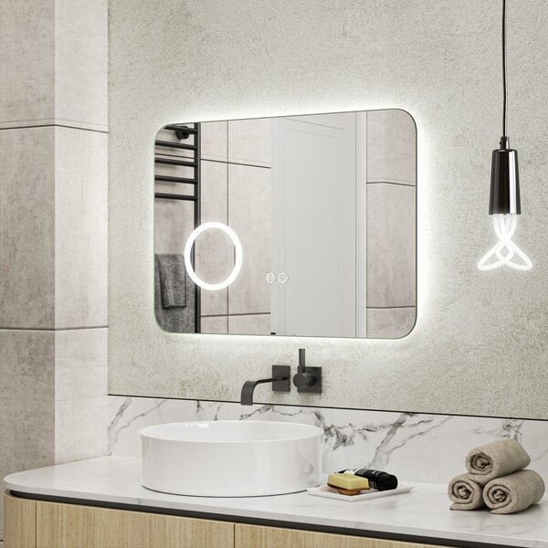 Erga Myra, oglindă LED 70x50 cm cu oglindă cosmetică, mărire 3x, 2662 lm, 3 culori de lumină, iluminare din spate, ERG-V01-MYRA-7050-00