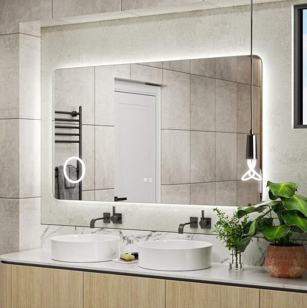 Erga Myra, oglindă LED 140x80 cm cu oglindă cosmetică, mărire 3x, 5082 lm, 3 culori de lumină, iluminare din spate, ERG-V01-MYRA-1480-00