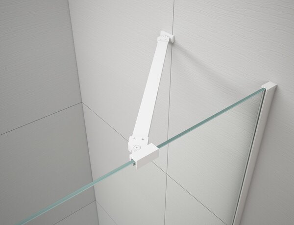 Erga Paris, suport de colț pentru paravane de duș cu grosimea sticlei 6/8/10 mm, lungime 60 cm, alb mat, ERG-V02-PARIS-BAR60-WH