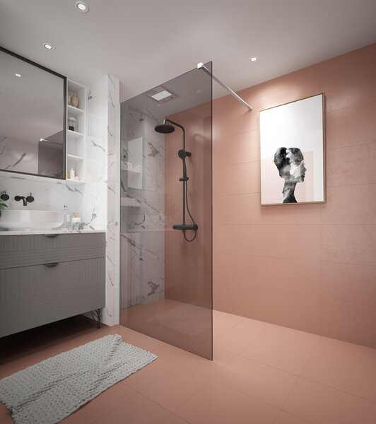 Erga Paris, Paravan de duș Walk-In 60x200 cm, sticlă gri 8mm, profil alb mat, ERG-V02-PARIS-060x200-GR-WH