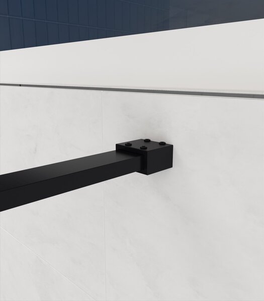 Erga Paris, Paravan de duș walk-in 80x200 cm, sticlă transparentă/mată 8mm, profil negru, ERG-V02-PARIS-080x200-MF-BK