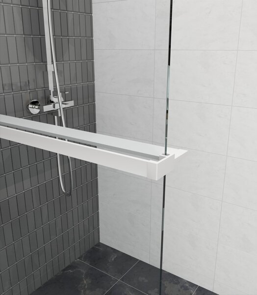 Erga Paris, Paravan de duș Walk-In 60x200 cm, sticlă gri 8mm, profil alb mat, ERG-V02-PARIS-060x200-GR-WH