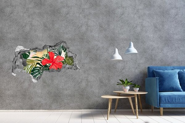Autocolant gaură 3D Grădină tropicală de hibiscus