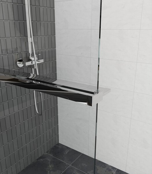 Erga Paris, Paravan de duș walk-in 50x200 cm, sticlă gri 8mm, profil cromat, ERG-V02-PARIS-050x200-GR-CR