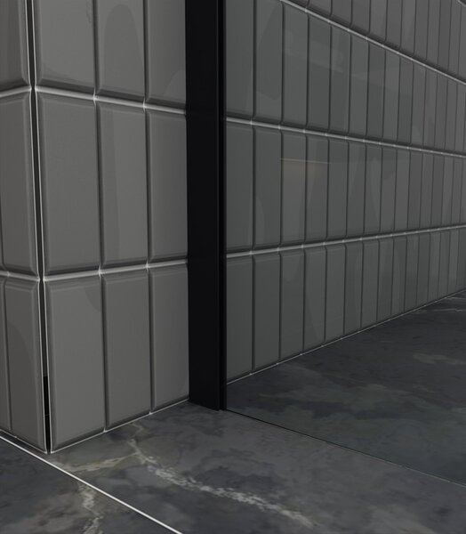 Erga Paris, Paravan de duș walk-in 80x200 cm, sticlă transparentă/mată 8mm, profil negru, ERG-V02-PARIS-080x200-MF-BK