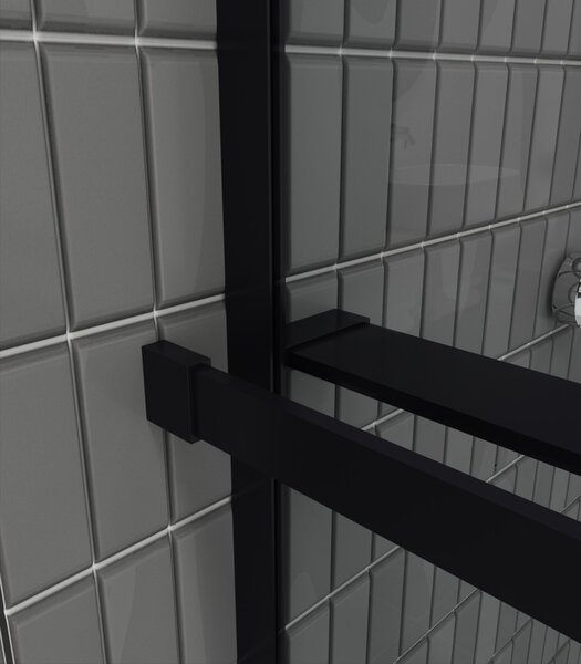 Erga Paris, Paravan de duș walk-in 80x200 cm, sticlă transparentă/mată 8mm, profil negru, ERG-V02-PARIS-080x200-MF-BK