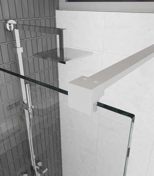 Erga Paris, Paravan de duș Walk-In 60x200 cm, sticlă gri 8mm, profil alb mat, ERG-V02-PARIS-060x200-GR-WH
