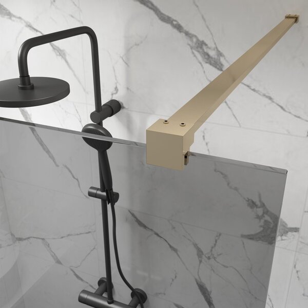 Erga Paris, Paravan de duș walk-in 110x200 cm, sticlă gri 8mm, profil auriu strălucitor, ERG-V02-PARIS-110x200-GR-GD