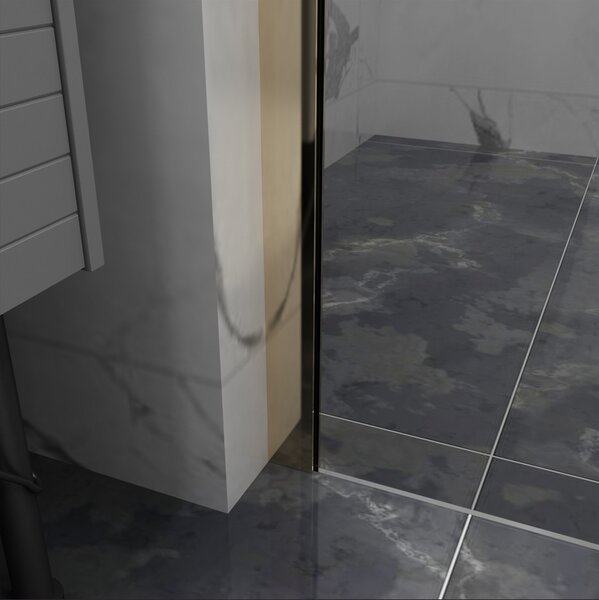 Erga Paris, Paravan de duș walk-in 110x200 cm, sticlă gri 8mm, profil auriu strălucitor, ERG-V02-PARIS-110x200-GR-GD