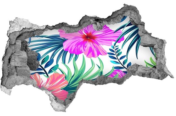 Autocolant de perete gaură 3D Paradis tropical în spatele zidului