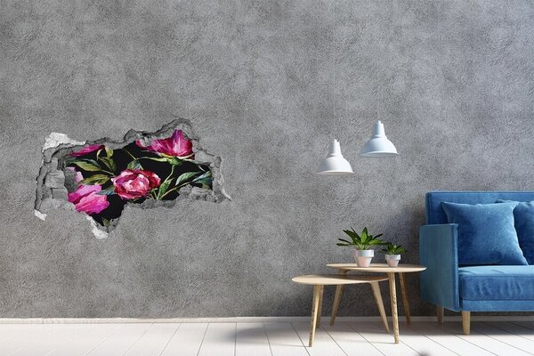 Autocolant un zid spart cu priveliște Mural floral cu gaură în perete