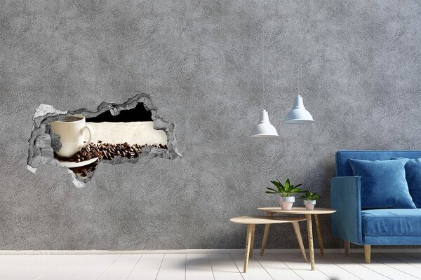 Autocolant 3D gaura cu priveliște Cafea în inima zidului