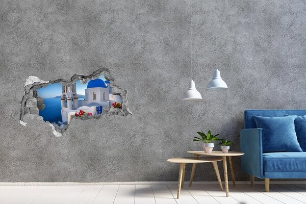 Autocolant gaură 3D Santorini în toată splendoarea sa