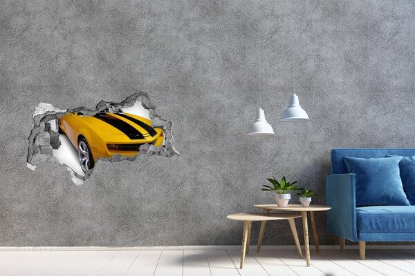 Autocolant gaură 3D Mașină sport de aur