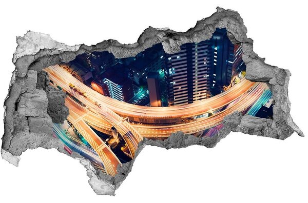 Autocolant 3D gaura cu priveliște Vedere a orașului noaptea