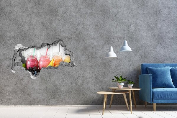 Autocolant gaură 3D Smoothie-uri cu fructe la o gaură în perete