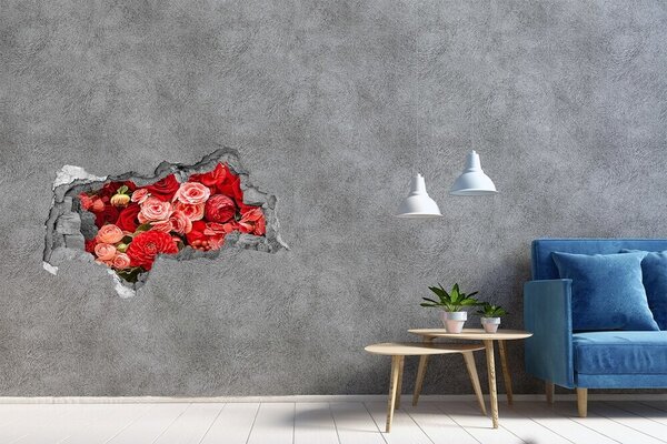Autocolant 3D gaura cu priveliște Explozie florală în beton
