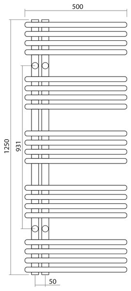 Sapho Sapho, calorifer NYMPHA 500x1250mm, alb mat, LLN125W