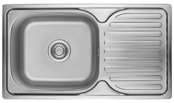 Kuchinox Orion, chiuvetă din oțel inoxidabil cu 1 compartiment 760x420x180 mm cu scurgător, decor neted, oțel, LAV-SKO_011T