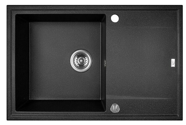 Laveo Megalo, chiuvetă granit cu 1 cameră 780x500x185 mm, negru, LAV-SBE_711T